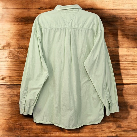 Tommy Hilfiger Button Down Shirt Long Sleeve Casual Light Green Men XL Preppy - Picture 2 of 11